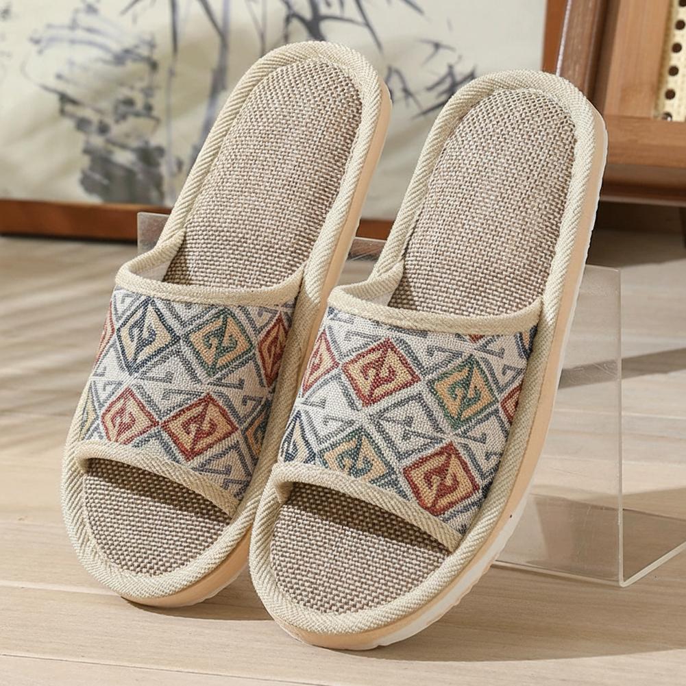 Men'S Shoes Slip On - Four Seasons Linen Slippers Couple Breathable