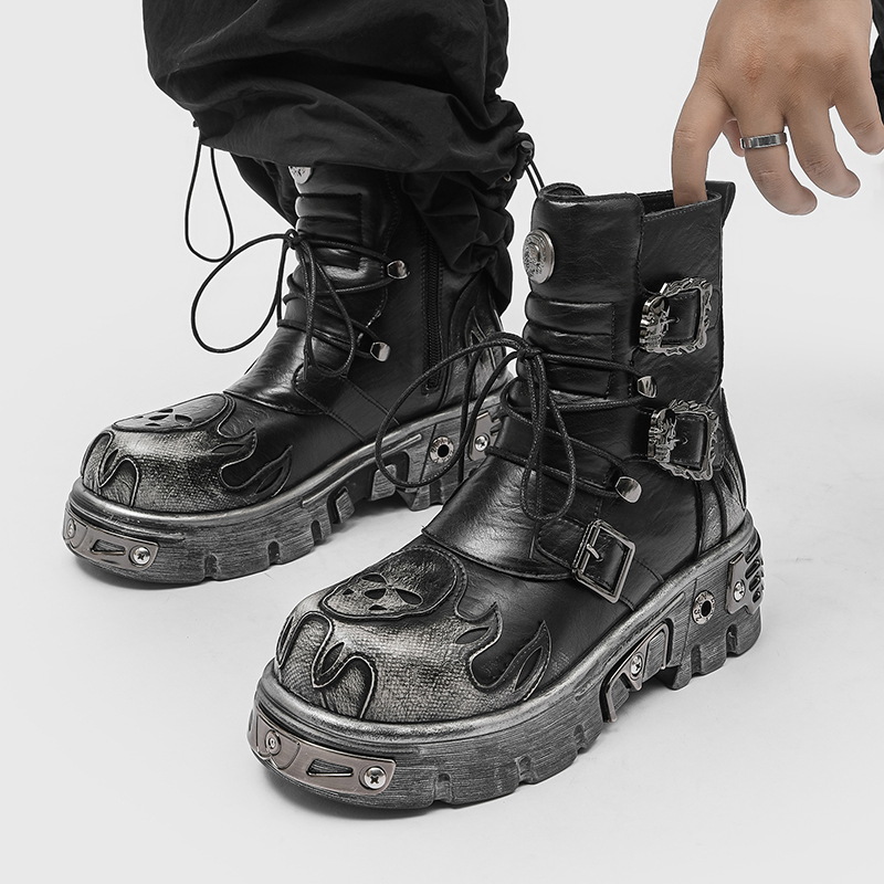 Punk Style Retro Cool Skull Fl - đánh giá và giá Men'S Shoes To Increase Height