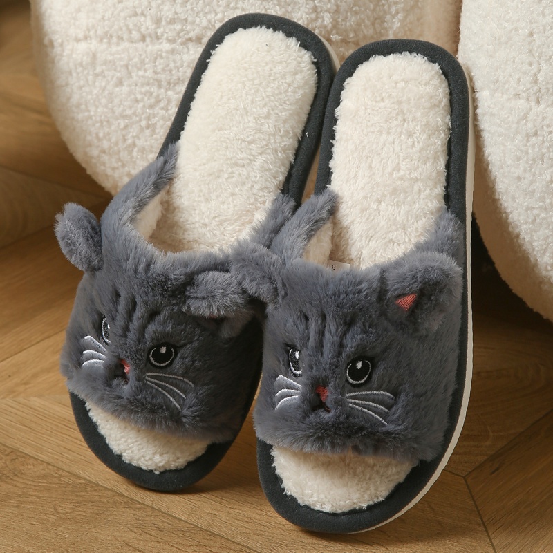 Cute Cat Plush Flip Flops For  - đánh giá và giá Men'S Shoes Slip On